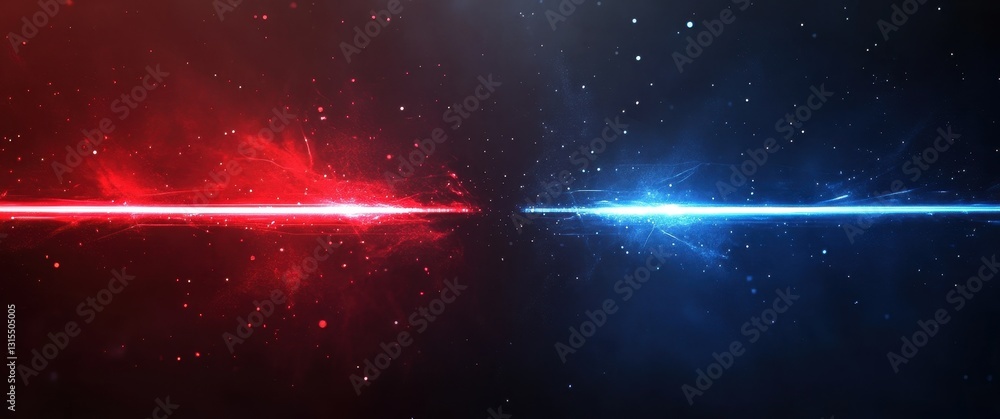 Aufkleber abstract background of electric energy beam with red and blue color splashes in space with stars and