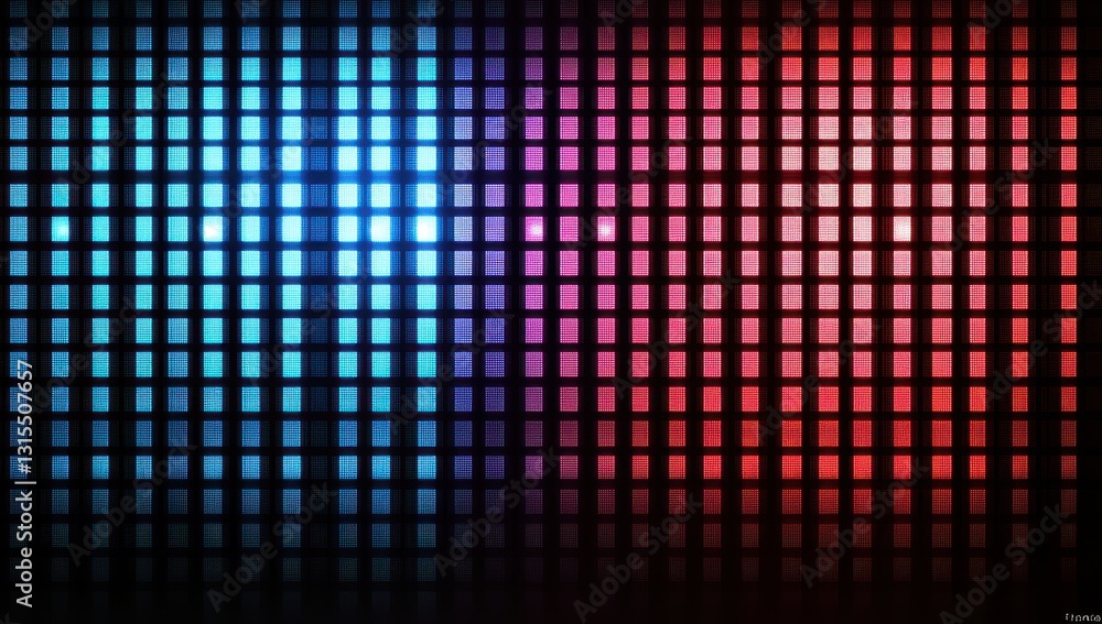 Poster abstract digital background with blue and red light patterns on pixelated grid for creative design a