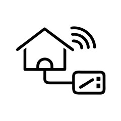 Home automation security camera icon, minimalist design, black and white colors