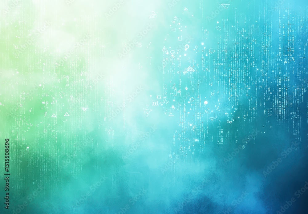 Poster abstract digital background with light blurred colors and floating geometric shapes for technology a