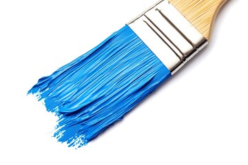 Handmade blue paint stroke on clean white background  
