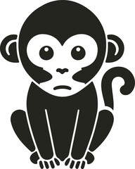 A playful monkey vector design featuring a cute, expressive monkey swinging from a tree branch, with vibrant colors and bold outlines, capturing its energetic and mischievous nature.