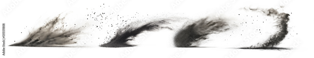 Poster dynamic set of dust devils - small whirlwinds of dust and debris isolated on transparent background 