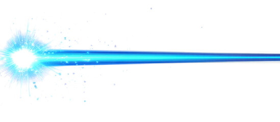 Stylized blue laser beam with glowing light effect isolate on transparent background, png, cutout 
