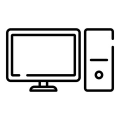 Desktop computer black line icon