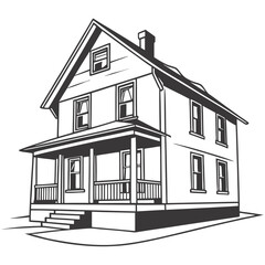  silhouette house image on white background 

