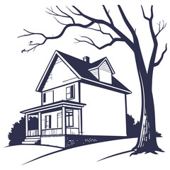  silhouette house image on white background 

