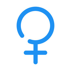 A Vibrant Blue Female Symbol Representing Empowerment And Equality, A Bold Graphic Design With A Clean Simple Style