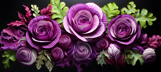 paper quilling red cabbage, ai generative