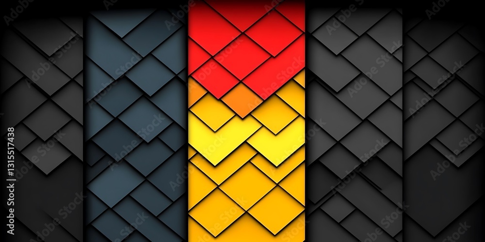 Poster dynamic square arrangement with modern design and vibrant color block