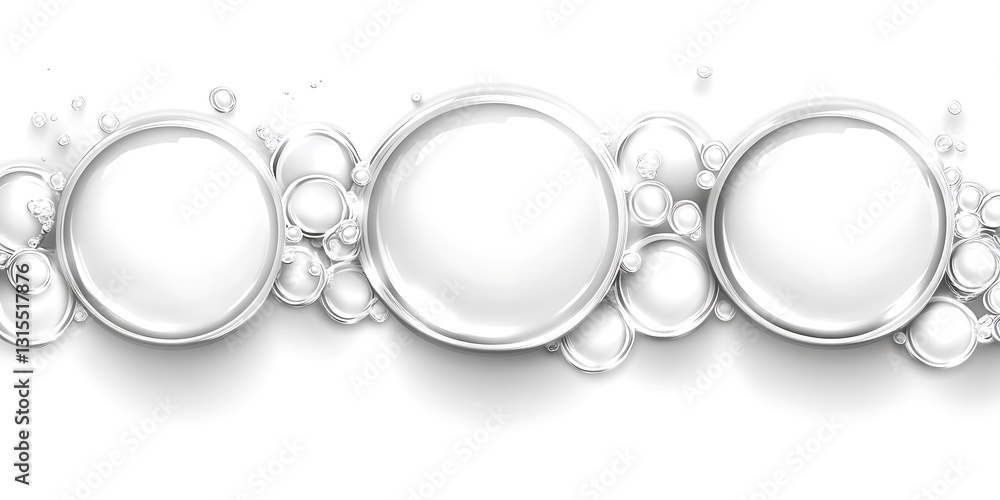 Poster Elegant presentation with three circular frames and refined bubbly details