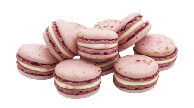 Pink macarons with cream filling on transparent background - Powered by Adobe