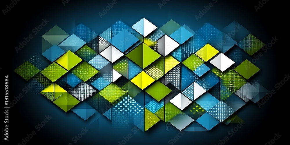 Poster geometric composition with colorful squares and creative pattern design