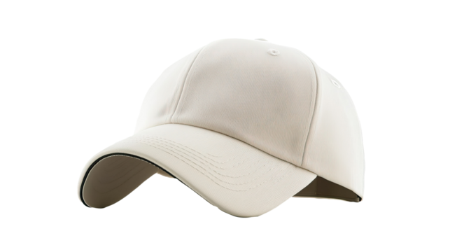 Beige baseball cap, studio shot, plain background, apparel mockup