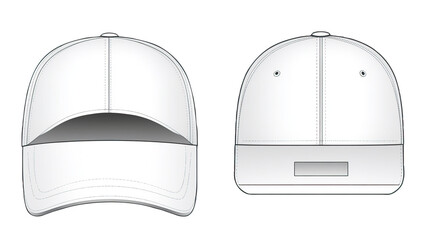 White Baseball Cap Mockup Front & Back Views 