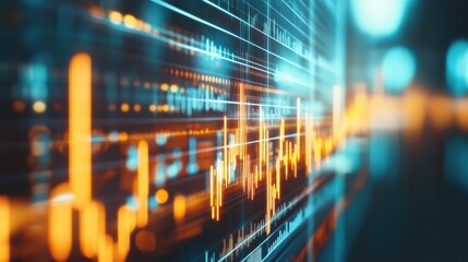 Abstract Digital Data Visualization with Colorful Lines and Lights