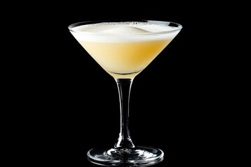 Classic martini glass with cocktail against black background