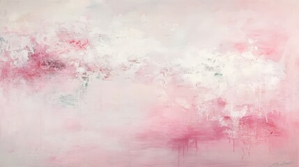 Obraz premium Abstract dreamy canvas art in gentle pink and white tones for serene elegance