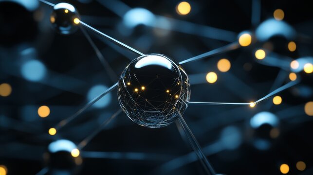 Abstract Molecular Structure with Connections and Light Effects - Powered by Adobe