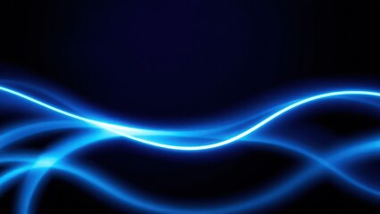 Abstract blue glowing waves on dark background