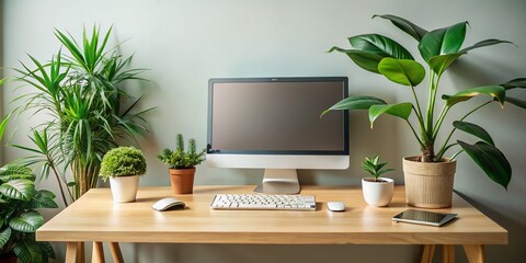 Modern Home Office Webinar Zoom Background - Clean Desk, Virtual Meeting Room