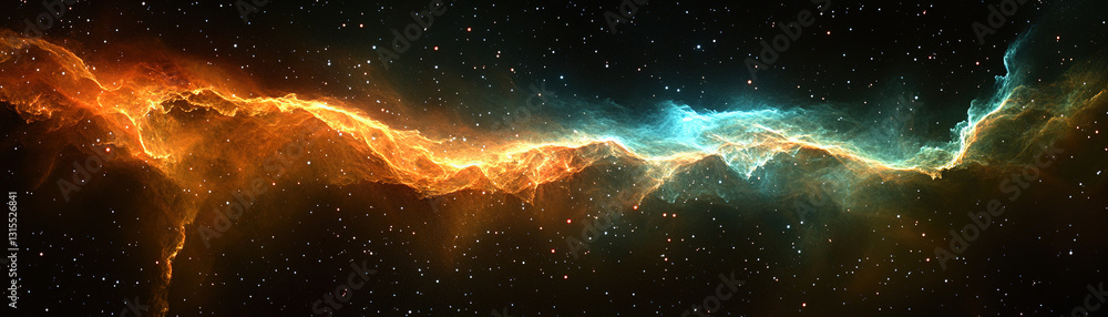 Poster cosmic nebula formation outer space astronomical image dark environment wide view celestial phenomen