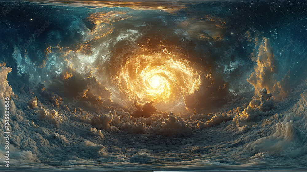 Poster cosmic swirl of stars and clouds outer space digital art surreal environment aerial view celestial w