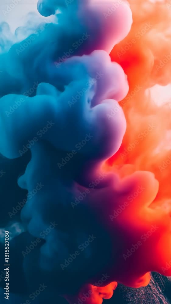 Poster colorful swirling smoke forms dynamic patterns in the atmosphere during a creative art experiment
