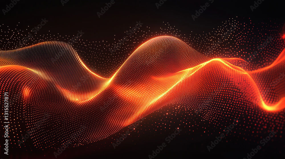 Poster dynamic orange waves flowing in abstract digital space stunning visuals motion graphics high contras