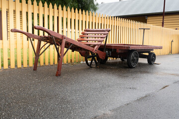 old luggage carts on a train station