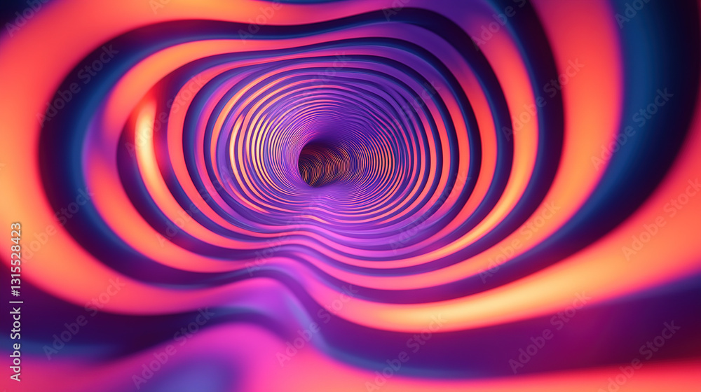 Aufkleber dynamic colorful tunnel visualization abstract art digital environment hypnotic viewpoint modern con