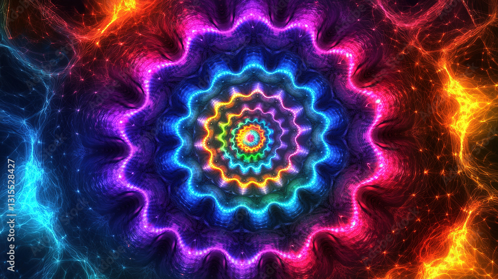 Poster vibrant spiral patterns in an abstract art display digital art colorful environment high-resolution 