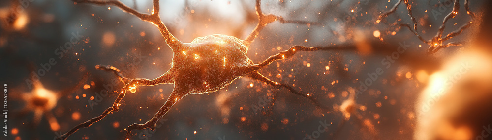Poster neuroscience exploration neurons interacting in a microscopic lab environment abstract conceptual vi