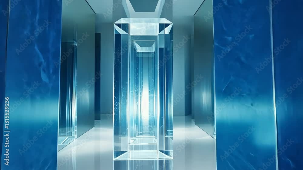 Aufkleber reflection and light create an enchanting atmosphere in a geometric space with glass structures