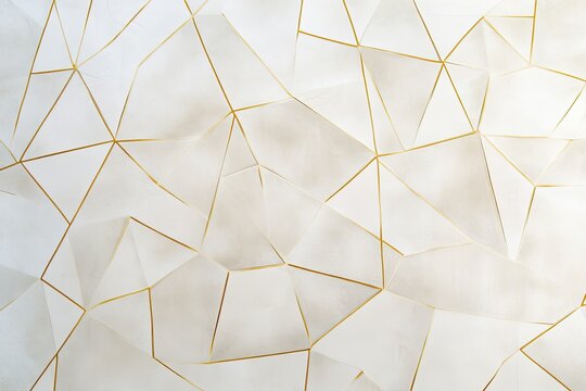 A white minimalist wallpaper with subtle geometric gold outlines forming an abstract, interconnected web with a luxury aesthetic