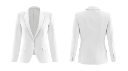 White blazer, front & back views, studio shot, apparel design