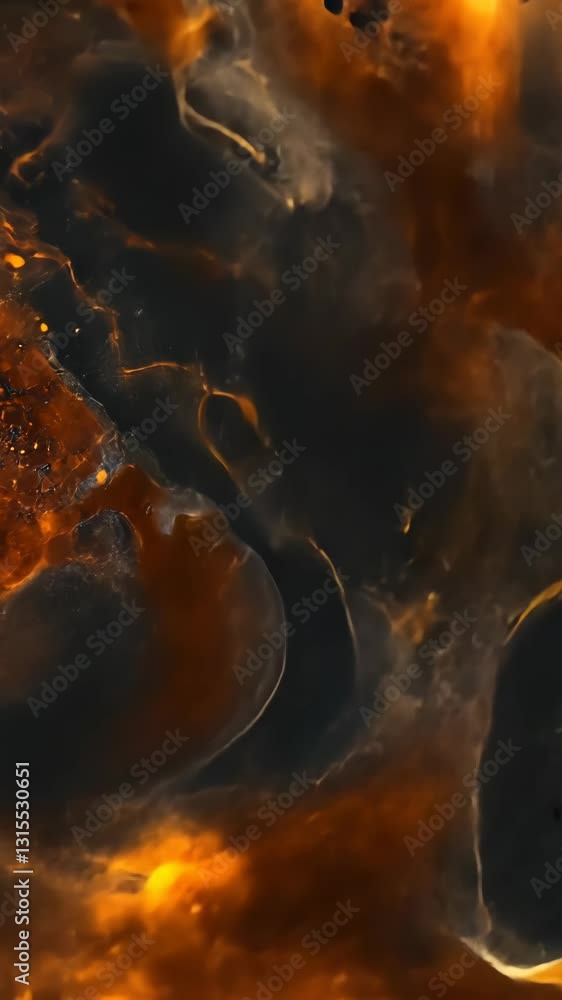 Poster vibrant abstract textures combine orange and black in a swirling pattern creating dynamic visual ene