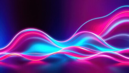 Neon Abstract Waves in Dark Space