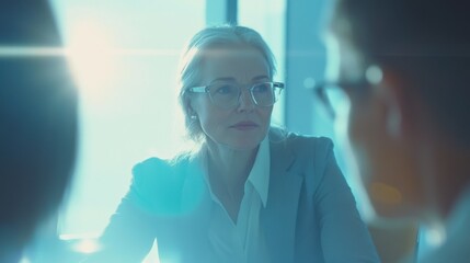 Professional Businesswoman Engaging in Innovative Team Discussion