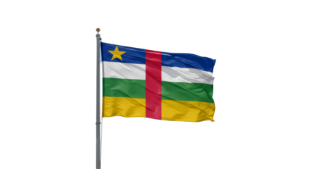 Central African Republic Flag waving isolated on transparent background, 