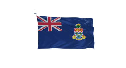 Flag Of The Cayman Islands Waving isolated on transparent background, The Cayman Islands National Flag Cutout 