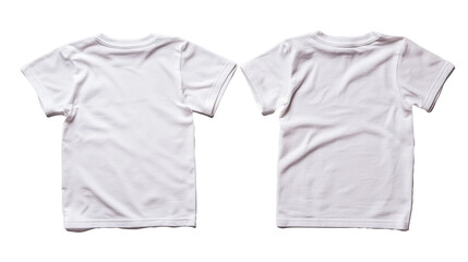 White kids' t-shirt mockup, front and back, studio shot, design template