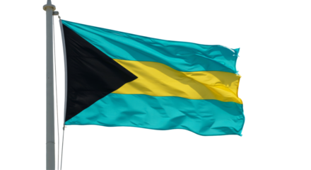 Bahamas National Flag Waving Isolated on transparent background, Bahamas Flag PNG 