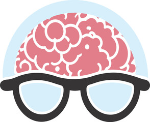 Geek genius symbol, brain head, and glasses illustration design 