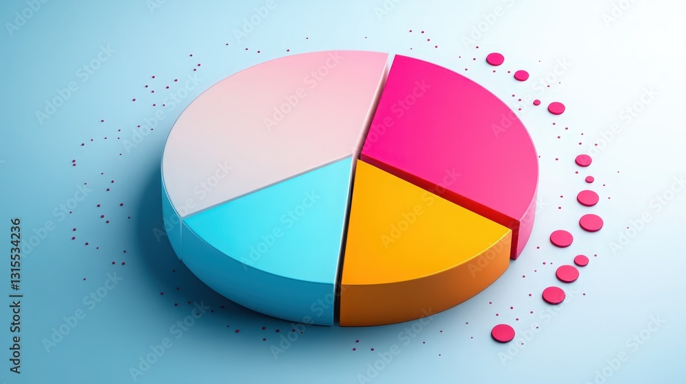 Poster vibrant four-part pie chart for data visualization and strategic planning