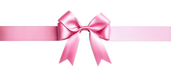 Elegant pink ribbon with a bow isolate on transparent background, png, cutout 
