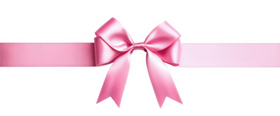 Elegant pink ribbon with a bow isolate on transparent background, png, cutout 
