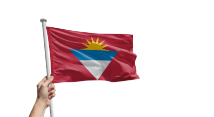 Antigua and Barbuda Flag Waving isolated on transparent background, Antigua and Barbuda Flag PNG 