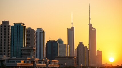 Fototapeta premium Majestic Kuwait City - Sunset Panorama
