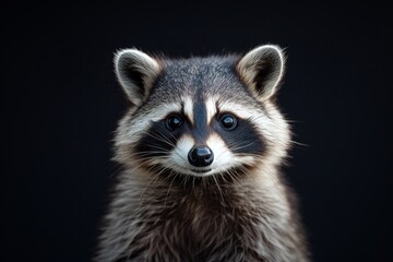Fototapeta premium Raccoon Portrait, Dark Background